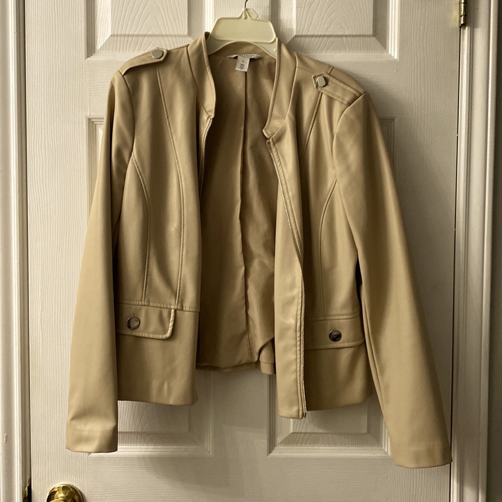 White House Black Market tan leather jacket